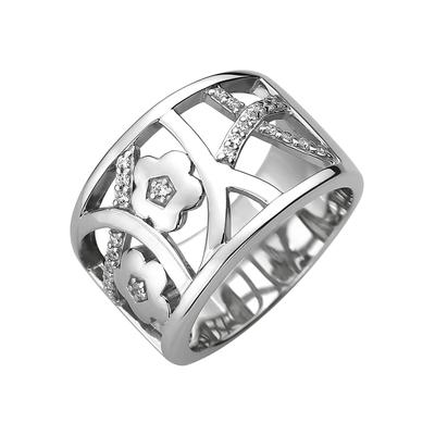 Fingerring JOBO Gr. 56, silber (silber 925, weiß), Fingerringe, Damen, 56, Silber 925 (Sterlingsilber), breit 925 Silber mit 25 Zirkonia Image