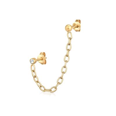 Paar Ohrstecker ELLI "Kette Piercing 925 Silber, mit Kristallen von Swarovski", gold, Ohrringe, Damen, OneSize,mit Steinen, Silber 925 (Sterlingsilber) Image