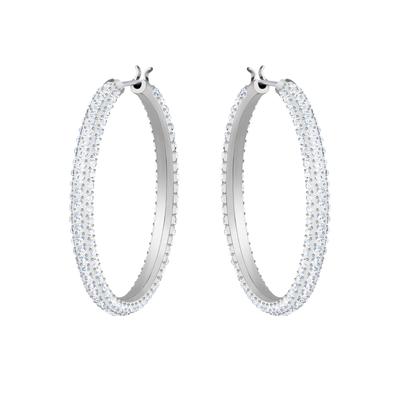 Paar Creolen SWAROVSKI "Dextera Round, 5389432", silber (silberfarben, kristallweiß), Ohrringe, Damen, Metall, mit Swarovski Kristall Image