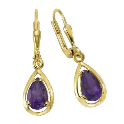 Paar Ohrhänger "Gold 333 mit echtem Amethyst-Tropfen", gelb (gelb, lila), FASCINATION BY ELLEN K., Ohrringe, Damen, ONE-SIZE, Gold Image
