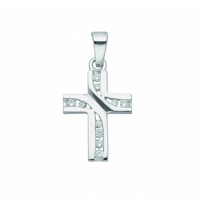 Ketten-Anhänger ADELIA´S "925 Silber Kreuz Anhänger mit Zirkonia", silber, Schmuckanhänger, Damen, Damen,mit Zirkonia, S