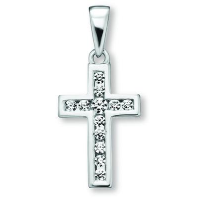 Ketten-Anhänger ONE ELEMENT "Zirkonia Kreuz Anhänger aus 925 Silber", silber, Schmuckanhänger, Damen, Damen, Silber 925 