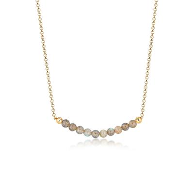 Collierkettchen ELLI "Labradorit Grau 925 Sterling Silber vergoldet" Gr. 45, gold, Halsketten, Damen, 45,mit Steinen, Silber 925 (Sterlingsilber), L: 45cm Image