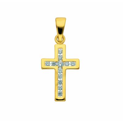 Kette ohne Anhänger ADELIA´S "585 Gold Kreuz Anhänger mit Zirkonia", gold, Halsketten, Damen, Gelbgold 585, Schmuckset - Set mit Halskette Image