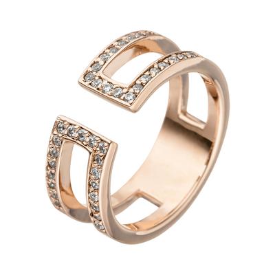 Fingerring JOBO Gr. 58, rosa (roségoldfarben), Fingerringe, Damen, 58, Silber 925 (Sterlingsilber), 925 Silber roségold vergoldet mit Zirkonia Image