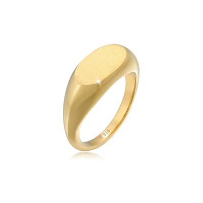 Fingerring ELLI "Siegelring Oval Glanz Geo Basic Trend 925 Silber" Gr. 58, gold, Fingerringe, Damen, 58mm, ohne Stein, Silber 925 (Sterlingsilber), 2.1mm Image