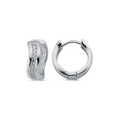 Paar Creolen ADELIA´S "Ohrringe 925 Sterling Silber Ohrringe - Creolen mit Zirkonia", silber, Ohrringe, Damen, Damen, 92