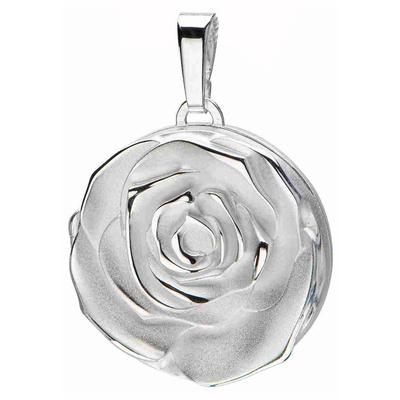 Medallion-Anhänger JOBO "Anhänger Medaillon Rose", silber (silber 925), Schmuckanhänger, Damen, Silber 925 (Sterlingsilb