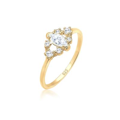 Verlobungsring ELLI "Verlobungsring Zirkonia Weiß 925 Sterling Silber" Gr. 52, gold, Fingerringe, Damen, 52mm, Silber 925 (Sterlingsilber), 1.5mm Image