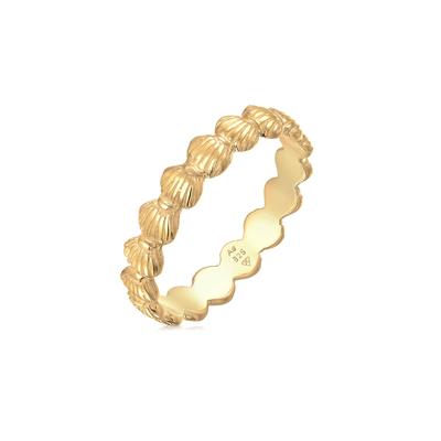 Fingerring ELLI "Bandring Muscheln Maritim Beach Look 925 Silber" Gr. 66, gold, Fingerringe, Damen, 66mm, ohne Stein, Silber 925 (Sterlingsilber), 5mm Image