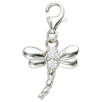 Charm-Einhänger JOBO "Libelle", silber (silber 925), Charms, Damen, Silber 925 (Sterlingsilber), 925 Silber mit Zirkonia