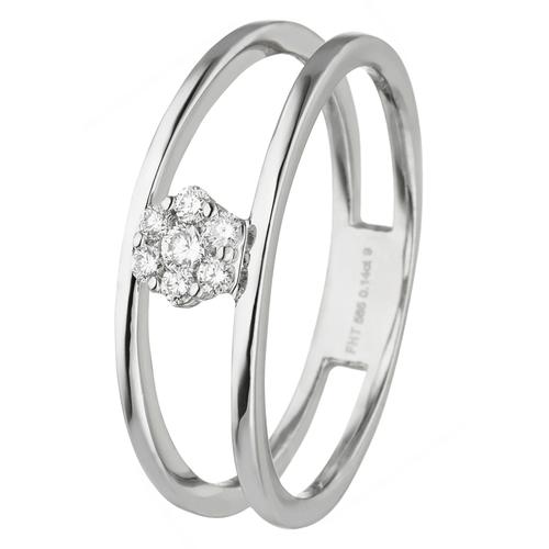 "Diamantring JOBO ""Ring mit 7 Diamanten"" Fingerringe Gr. 56, SI = kleine Einschlüsse, Weißgold 585-Diamanten, weiß (weißgold 585) Damen Diamantringe 585 Weißgold"