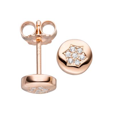 Paar Ohrstecker JOBO "Stern-Ohrringe", rosa (roségoldfarben), Ohrringe, Damen, Silber 925 (Sterlingsilber), 925 Silber roségold vergoldet mit 14 Zirkonia Image