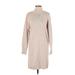 Abercrombie & Fitch Casual Dress - Sweater Dress Mock Long sleeves: Tan Print Dresses - Women's Size Small Tall