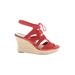 a.n.a. A New Approach Wedges: Red Solid Shoes - Women's Size 6 1/2 - Open Toe