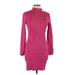 Shein Casual Dress - Bodycon Mock Long sleeves: Burgundy Solid Dresses - Women's Size 12