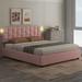 Latitude Run® Queen Size Platform Bed w/ Height Adjustable Headboard Upholstered/Velvet in Pink | 45.3 H x 63.4 W x 83 D in | Wayfair