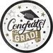 Creative Converting Glamorous "Congrats Grad" Black & Gold Graduation Paper Plates, 24 ct in Black/Gray/White | Wayfair DTC369862DPLT