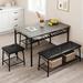 17 Stories Yadin Rectangular 27.5" L x 43.3" W Restaurant Dining Set Wood/Metal in Black/Brown/Gray | 29.9 H x 43.3 W x 27.5 D in | Wayfair