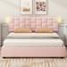 Latitude Run® Queen Size Platform bed w/ Height-adjustable Headboard & Storage Upholstered/Polyester in Pink | 45.3 H x 63.4 W x 83 D in | Wayfair