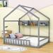 Harper Orchard Landulf Wood House Bed w/ Storage Shelf & Roof Wood in Gray/Black | 75 H x 56 W x 78 D in | Wayfair 5CECF651279B49C083FD1D08DDA0FD07