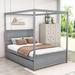 Red Barrel Studio® Puskaric Full Size 2 Drawers Wooden Canopy Platform Bed Wood in Gray | 72 H x 57 W x 80 D in | Wayfair