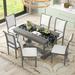 Canora Grey Stellah Rectangular 59.4" L x 35.4" W Dining Set Wood/Upholstered in Gray | 30 H x 35.4 W x 59.4 D in | Wayfair