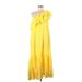 Lisa Marie Fernandez for Target Casual Dress - Midi One Shoulder Sleeveless: Yellow Polka Dots Dresses - Women's Size Small