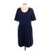 Lands' End Casual Dress Scoop Neck Short sleeves: Blue Solid Dresses - Women's Size Large