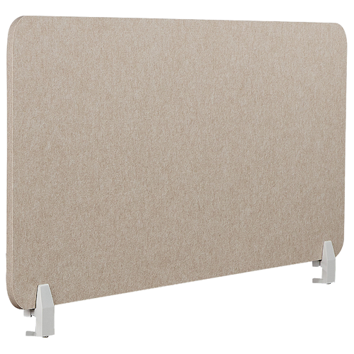 Schreibtisch Trennwand Beige Stoff PET Kunststoff 130 x 50 cm zum Aufstellen Klemmen Schallschutz Sichtschutz Pinnwand Büro Home Office