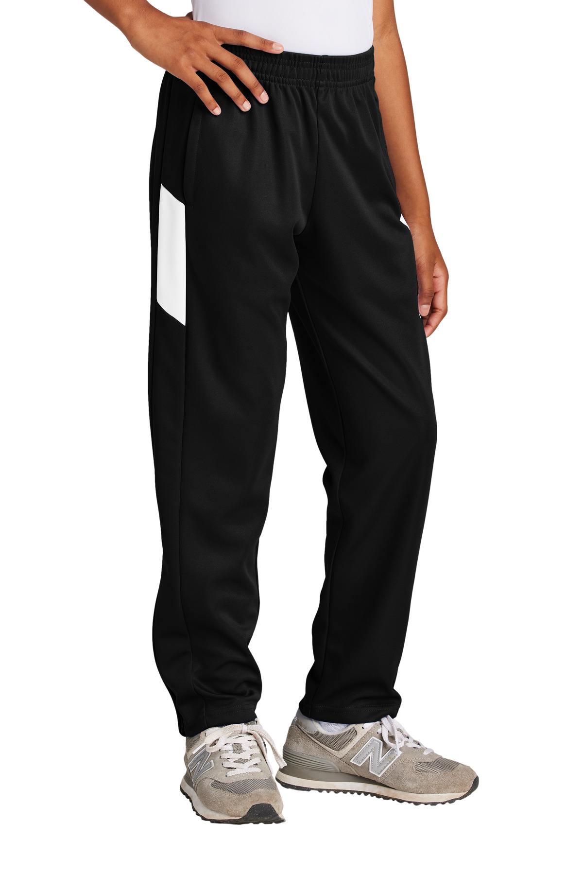 Sport-Tek YPST800 Youth Travel Pant in Black/White size XS | Polyester