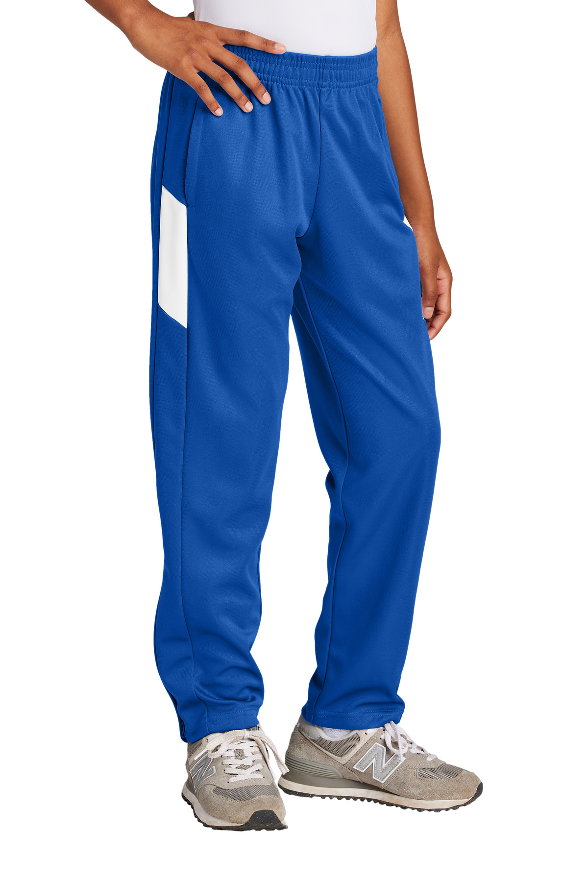 Sport-Tek YPST800 Youth Travel Pant in True Royal/White size Medium | Polyester