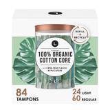 Organic Cotton Tampons SE33 Multipack - ght + Regular 42 Count x 2 Pack (84 Count Total)
