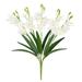 Set of 2 Natural Touch Cream White Artificial Cymbidium Orchid Flower Stem Bush Bouquet 22in - 22" L x 10" W x 10" DP