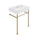 Reims 24 Ceramic Console Sink White Basin Brushed Gold Legs - 16.55" x 35.45" 24"