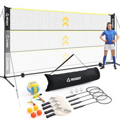 Patiassy 17 ft Portable Height Adjustable Badminton Pickleball Volleyball Net Set