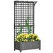 Outsunny Wood Planter with Trellis, Raised Garden Bed for Climbing Plants w/ Drainage Holes and Roof