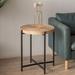 Modern Thread Design Round Coffee Table Accent Sofa Side Table with Cross Legs Metal Base for Living Room Bedside Table