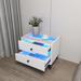 Smart Bedside Table, Nightstand with LED Light, High Gloss Bedside Table with 2 Storage Drawers for Bedroom
