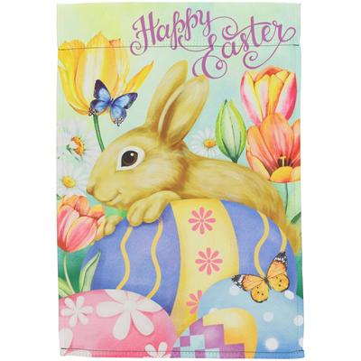 Bunny and Butterflies "Happy Easter" Outdoor Garden Flag - 18" x 12.5"