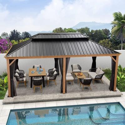 PURPLE LEAF 12' X 20' Hardtop Gazebo Outdoor Metal Double Roof Gazebo for Patio