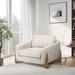 Sagebrook Home Modern Neutral Chair and Loveseat with Wood Accent Base, Upholstered in Non-woven Beige Fabric