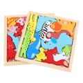 2 Sets Wood Animals Puzzles Kids Animals Jigsaw Wood Puzzle Board for Toddlers Kids Educational Preschool Puzzles