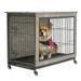 23.6 L X 20 W X 26 H Dog Crate Furniture with Cushion Wooden Dog Crate Table Double-Doors Dog Furniture Dog Kennel Indoor for Small Dog Dog House Dog Cage Small Rustic Brown Grey