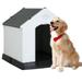 YRLLENSDAN 39in Insulated Dog House Outdoor Igloo Dog Houses Plastic Dog House for Small Medium Dogs Waterproof with Air Vents & Elevated Floor Grey