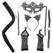 1 Set Halloween Gloves Collar Lace Cat Ears Hairband with Half-face Masks Tail for Cosplay