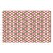 Floral Pet Mat For Food And Water And Brown Stripes With Flowers Plaid Design Geometric Print Rectangle Non-Slip Rubber Mat For Dogs And Cats Pale White Brown
