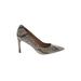 Via Spiga Heels: Pumps Stiletto Chic Gray Snake Print Shoes - Women's Size 8 1/2 - Pointed Toe