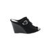 Fioni Wedges: Black Print Shoes - Women's Size 7 - Peep Toe