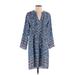 Collective Concepts Casual Dress - Shift V-Neck 3/4 sleeves: Blue Dresses - Women's Size Small
